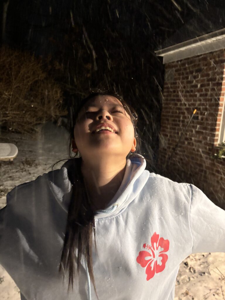 International student catches her first snowfall in the U.S.